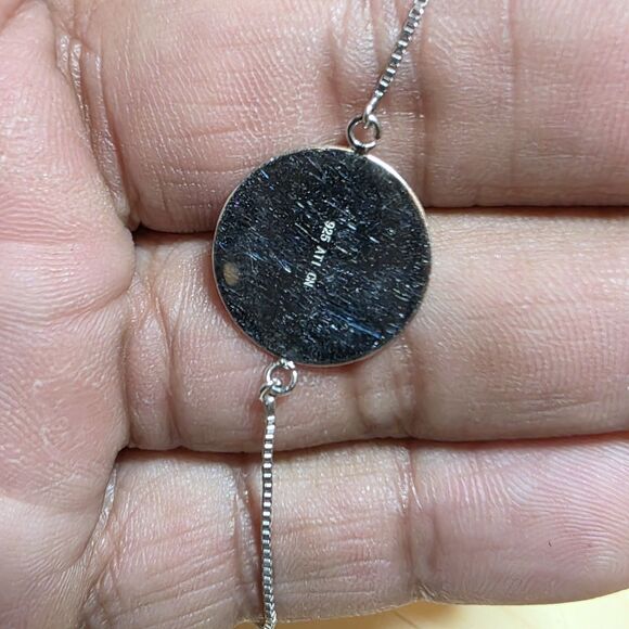 ATI Sterling Silver 925 Letter "L" Engraved Disc Bolo Slide Bracelet Adjustable - Picture 3 of 5